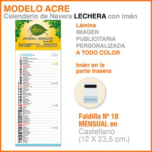 Modelo Acre Lechera Mini · Lámina con imán para nevera