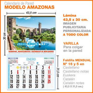 Modelo Amazonas · Lámina con faldilla mensual de 43,5 cm.
