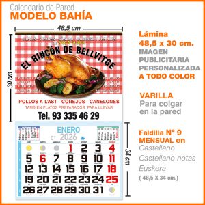 Modelo Bahia · Lámina con faldilla mensual de 48,5 cm.