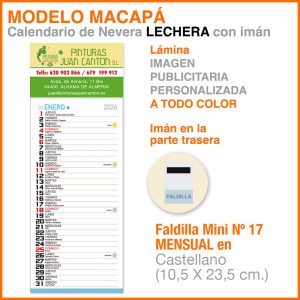 Modelo Macapá Lechera Mini · Lámina con imán para nevera