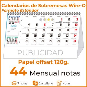 Sobremesa 44 MENSUAL NOTAS Papel OffSet para anotaciones