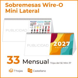 Sobremesa MINI 33 MENSUAL  IMPRESIÓN LATERAL