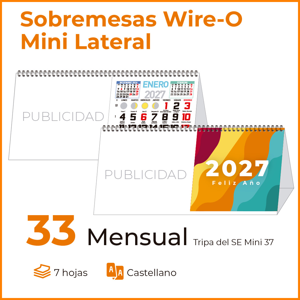 Sobremesa MINI 33 MENSUAL IMPRESIÓN LATERAL