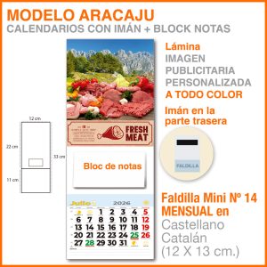 Modelo Aracaju · Lámina con imán y bloc  de notas para nevera