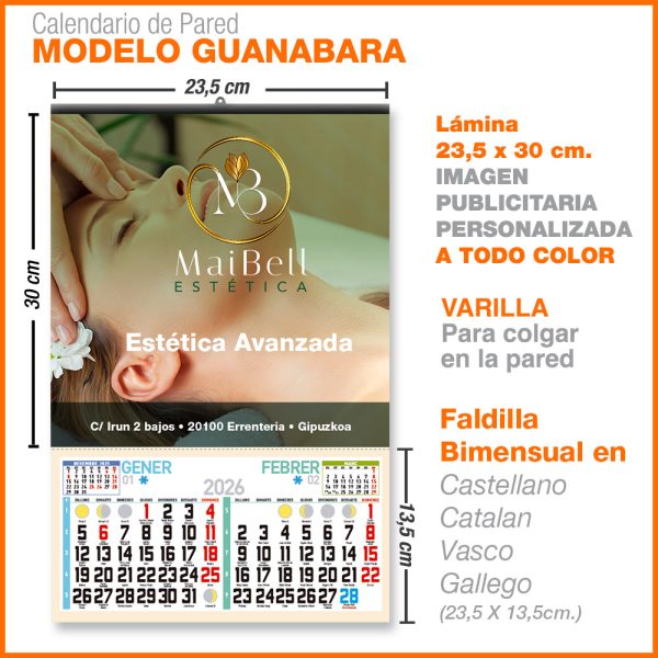 Modelo Guanabara · Lámina con faldilla bimensual de 23,5 cm. - Imagen 4