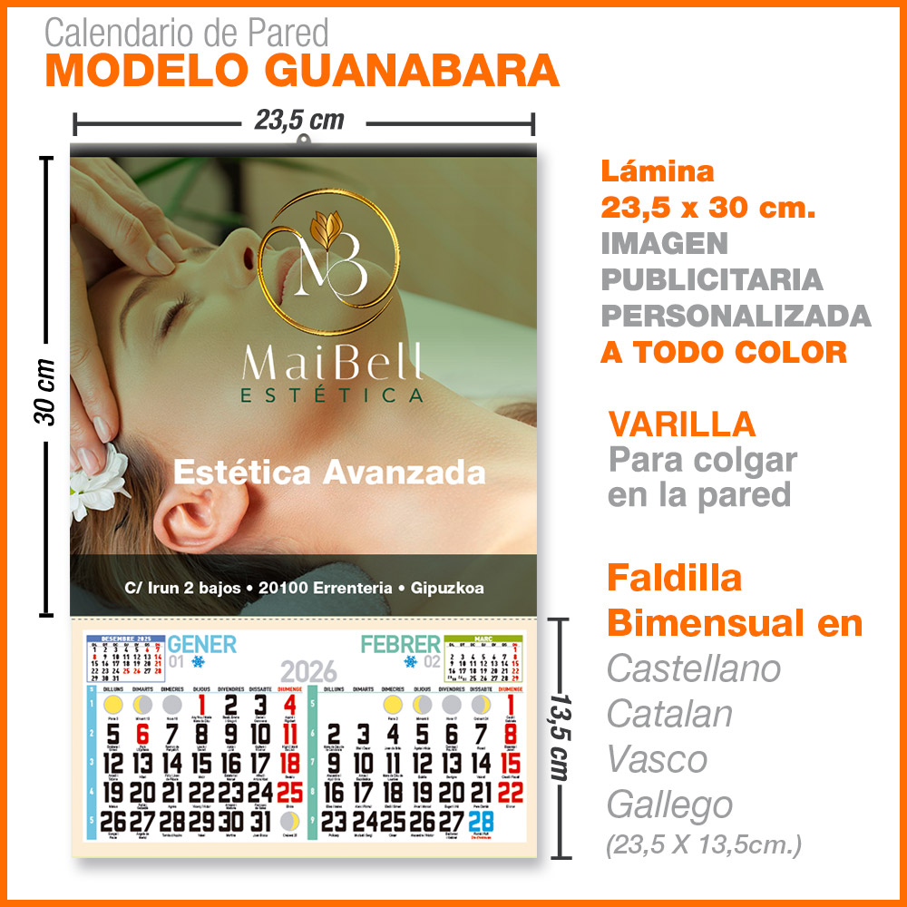 Modelo Guanabara · Lámina con faldilla bimensual de 23,5 cm. - Imagen 4