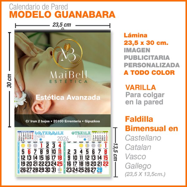 Modelo Guanabara · Lámina con faldilla bimensual de 23,5 cm. - Imagen 3