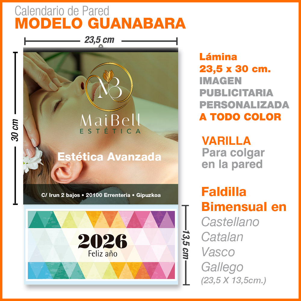 Modelo Guanabara · Lámina con faldilla bimensual de 23,5 cm. - Imagen 2