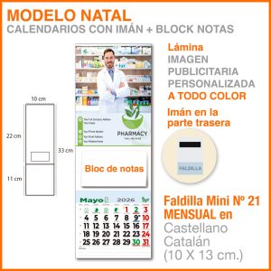 Modelo Natal · Lámina con imán y bloc para nevera