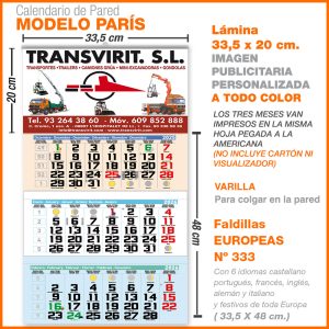 Modelo París · Lámina con faldilla mensual EUROPEA Nº 333
