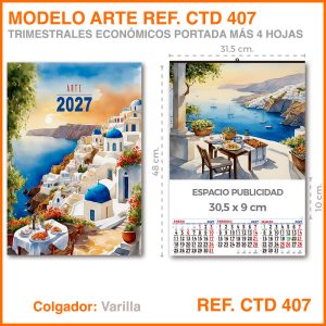 Calendario Trimestral · Modelo ARTE - REF. CTD 407