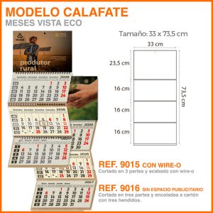 Modelo Calafate · Calendarios 3 meses vistas ECO