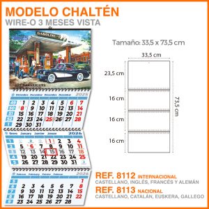 Modelo Chaltén · Calendarios Wire-o  3 meses vistas
