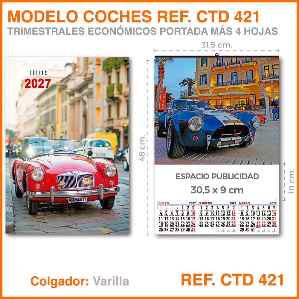 Calendario Trimestral · Modelo COCHES - REF. CTD 421