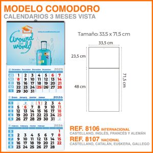 Modelo Comodoro · Calendarios 3 meses vistas