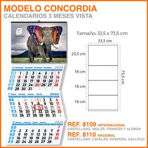 Modelo Concordia · Calendarios 3 meses vistas