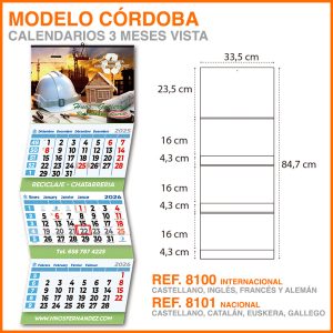 Modelo Córdoba · Calendarios 3 meses vistas