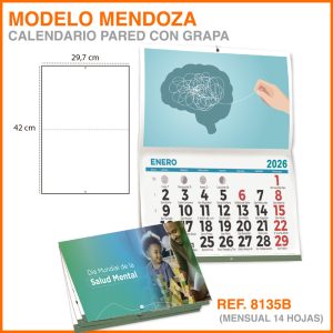 Modelo Mendoza · Calendario mensual de pared - TIPO REVISTA
