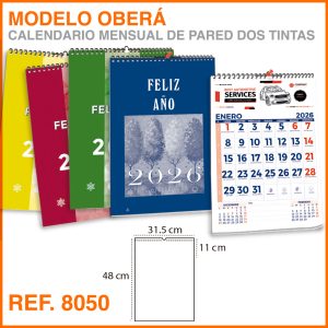 Modelo Oberá · Calendario mensual de pared -  NOTAS