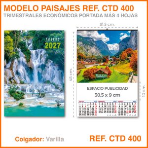 Calendario Trimestral · Modelo PAISAJES - REF. CTD 400