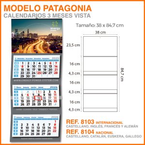 Modelo Patagonia · Calendarios 3 meses vistas