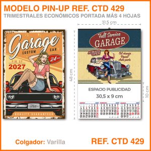 Calendario Trimestral · Modelo PIN-UP - REF. CTD 429