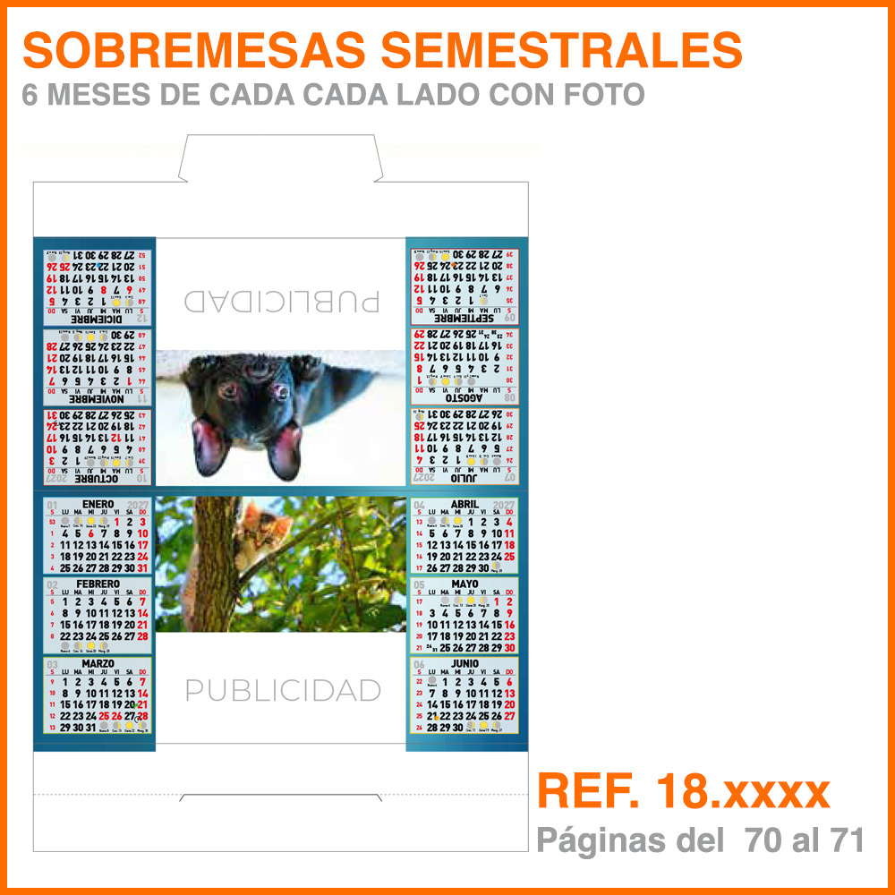 Calendario Semestral de Sobremesa con foto
