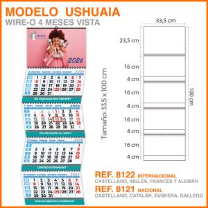 Modelo Ushuaia · Calendarios Wire-o  4 meses vistas